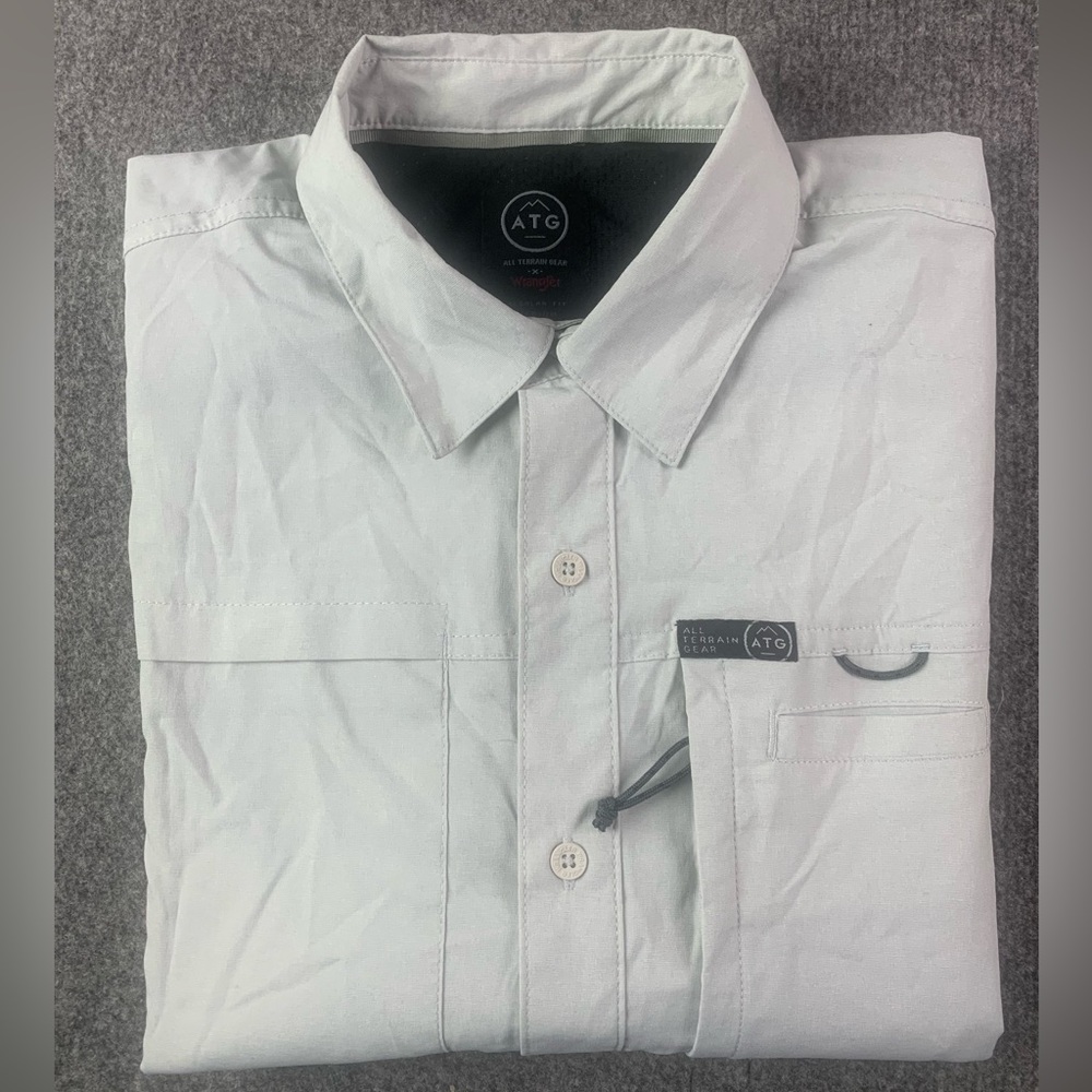 Wrangler ATG All Terrain Gear Men Short Sleeve Outdoors Vented Shirt Size M Gray